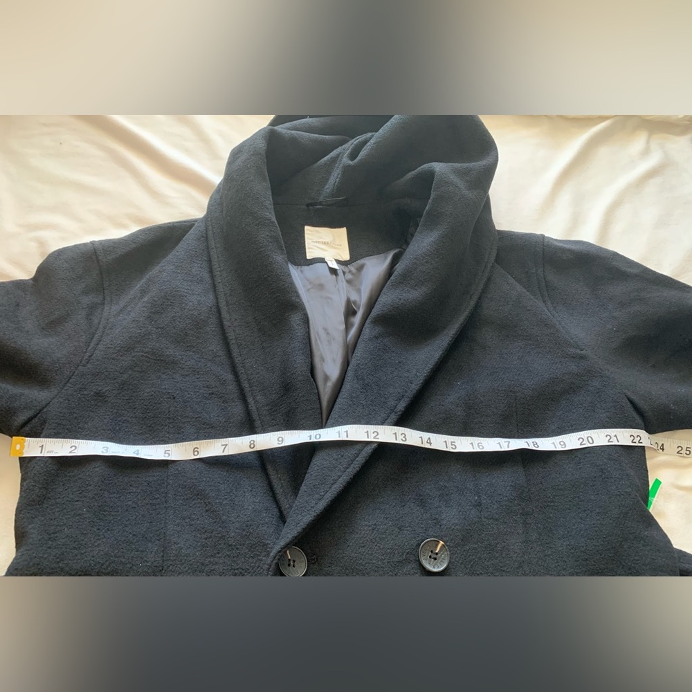 New Avec Les Filles Black Double Breasted Hooded Robe Coat Size XL Anthropologie - Picture 9 of 15